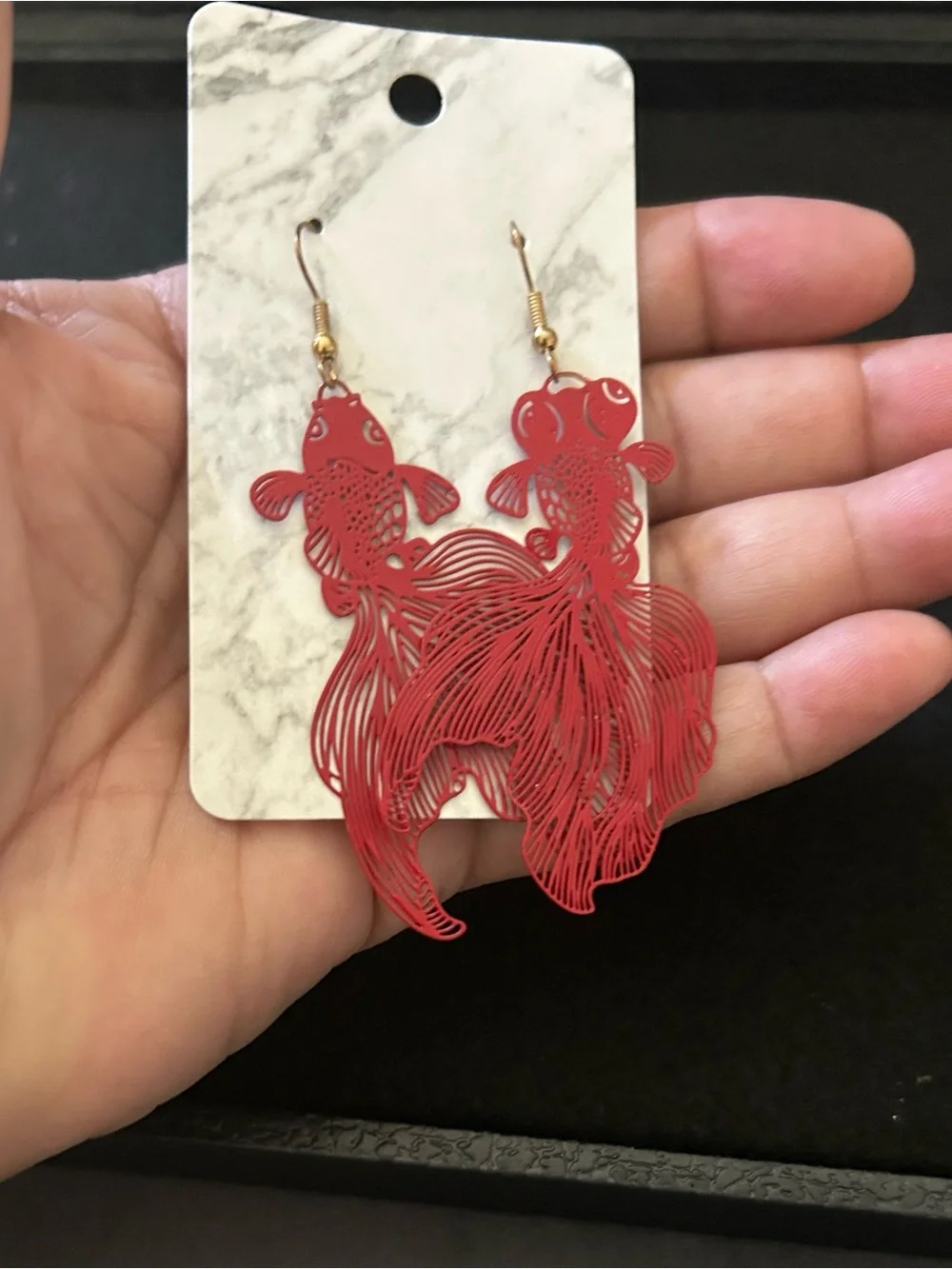 Red Koi Fish Dangle Lightweight Earrings